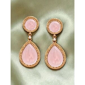 14K Gold Natural Peruvian Pink Opal & Diamond Earrings 9.78ctw Gumball Opal 6.6g